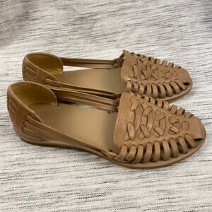 Nisolo Women's Woven Tan Huarache Slip On Sandals Flats Loafers Size 7.5